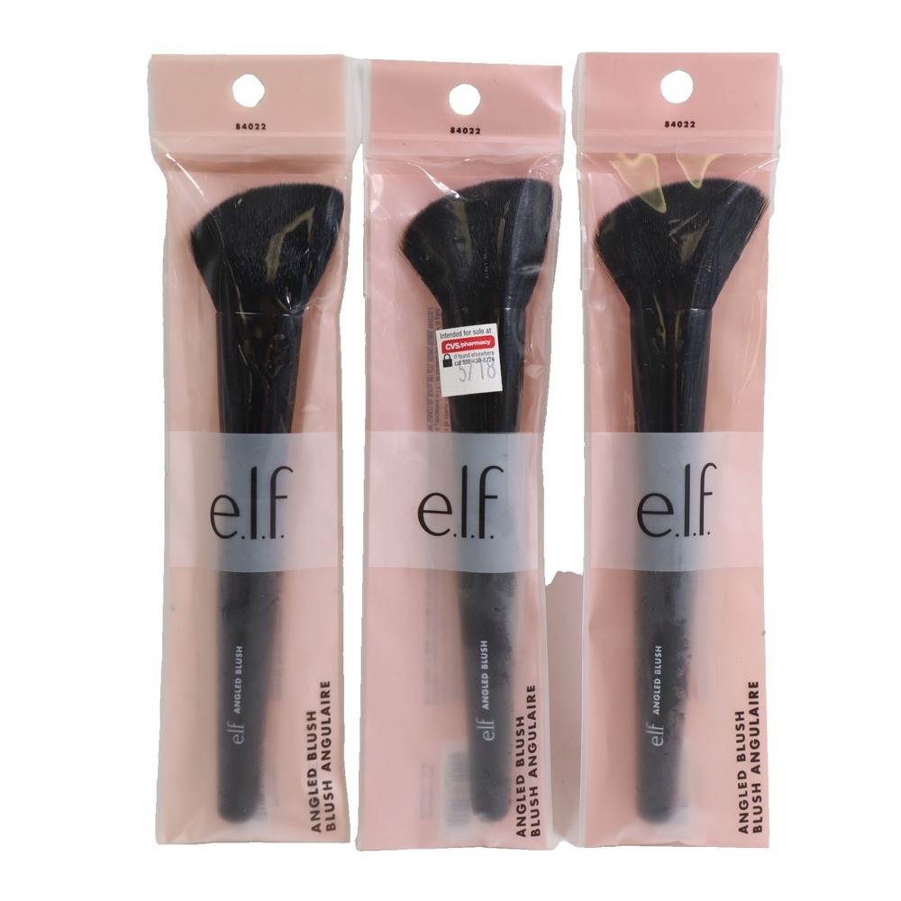3 PACK e.l.f. Angled Blush Brush, Face Makeup Brush For A Sculpted Look